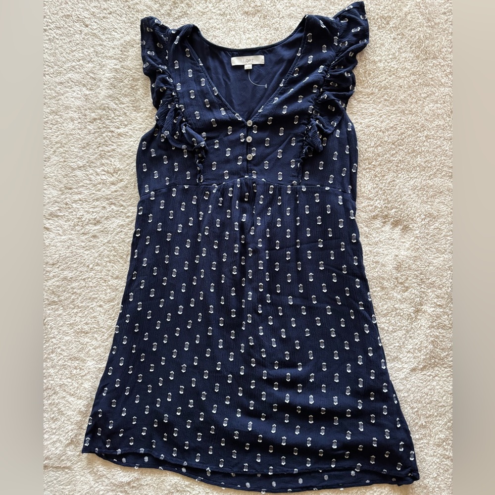 Navy Blue Ruffle Loft Dress